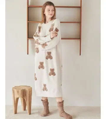 [ 택 포함 ] 젤라또피케 베어 자카드 드레스 원피스