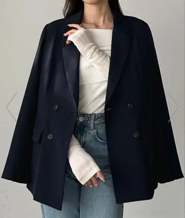 네이비 더블 브레스트 테일러드 자켓