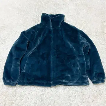 컨디션 최상 다케오 키쿠치 스탠드 인조 모피 블루종 그린 거의 새상품