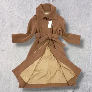 [택 포함 새상품] moussy 롱 코트 체스터 체크 브라운 울