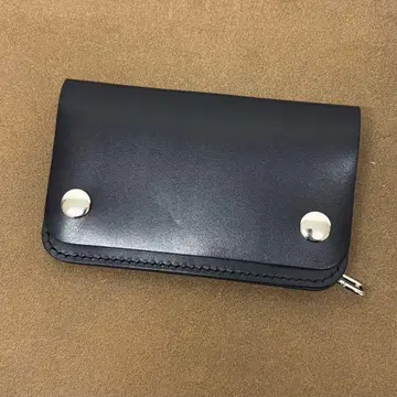 트래커 지갑 미들 극박 블랙 2층 히메지 가죽