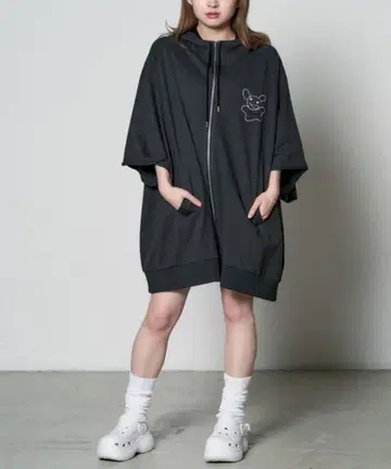 호와이니 키모카와 후드티 블랙 반팔 서브컬쳐 지뢰