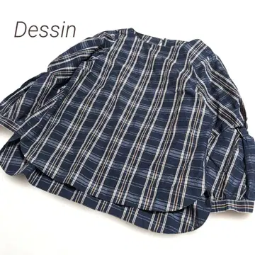 Dessin 데셍 네이비 벌룬 슬리브 루즈핏 블라우스