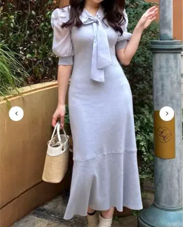 미슈마슈 MISCHMACH 보타이 리본 니트 롱 원피스