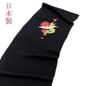 새상품 미사용! 순수 실크 화려한 후리소데용 오비 장식 천 블랙 컬러