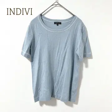 인디비 반팔 니트 티셔츠 라메 믹스 (M) 워셔블 월드