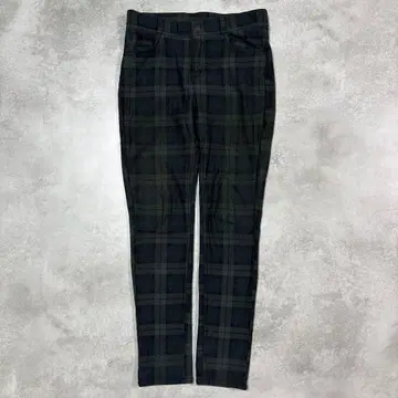스키니 팬츠 체크 무늬 그린 캐주얼