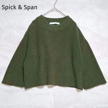 [ 스픽 앤 스팬 ] 스웨터 7부 소매 리브 면 100% 카키