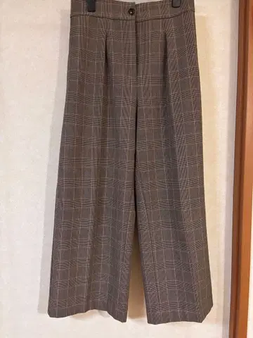 PLST 웜 리저브 와이드 팬츠 L 사이즈 브라운 계열 글렌체크