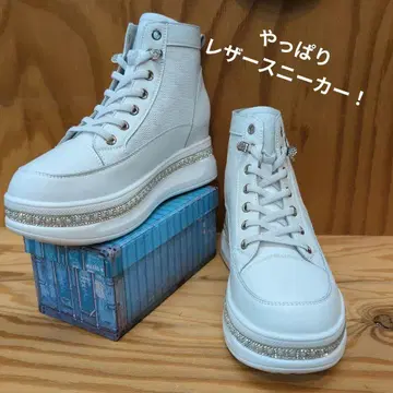 Bijinrinka 가죽 하이컷 스니커즈 비쥬 포함 24.5cm