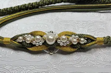 w-183 순수 실크 허리띠 후리소데 성인식 수작업 끈 펄 장식