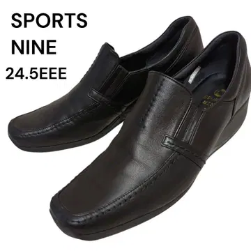 SPORTS NINE 가죽 슬립온 24.5 사이드 고어 블랙