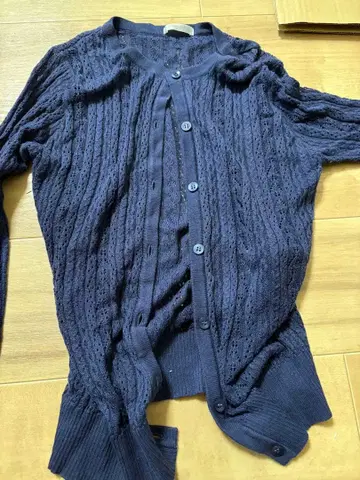 네이비 케이블 니트 가디건
