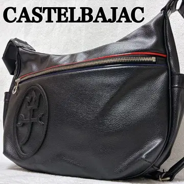 새상품급 CASTELBAJAC 가죽 숄더백 빅 로고 블랙