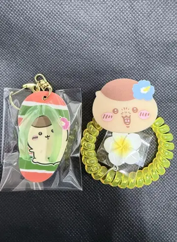 치이카와 (먼작귀) 밤만쥬 비치 샌들 키링 코일 머리끈 세트