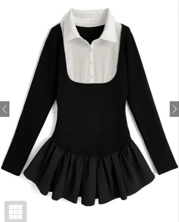 셔츠 도킹 플레어 니트 미니 원피스 [ru1204] M 사이즈