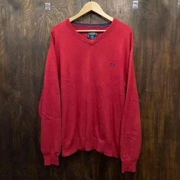 CHAPS 챕스 V넥 니트 코튼 니트 빨간색 L 사이즈 니트