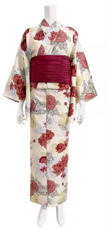 꽃무늬 유카타 오비 세트