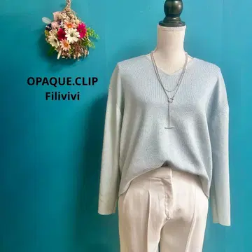 OPAQUE.CLIP Filivivi 하이 게이지 라메 총침 V넥 니트