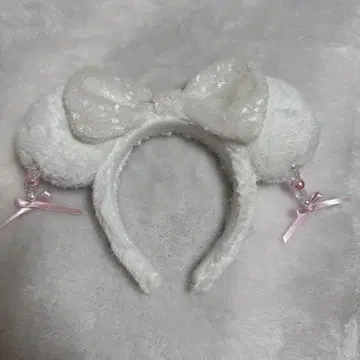 디즈니 머리띠 리본 화이트