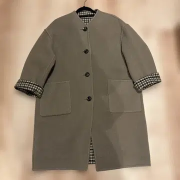 LE GLAZIK 리버서블 롱 코트 체크 무늬 bshop