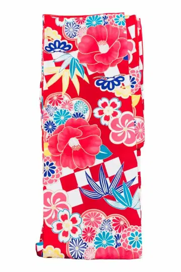 빨간색 세탁 가능한 이중 기모노 코몬 L 사이즈