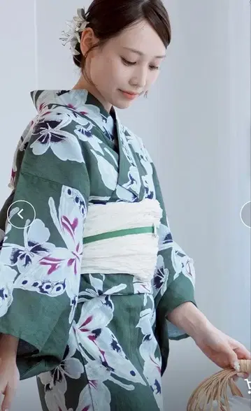 우타타 유카타 그린 나비 성인 유카타