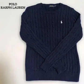 POLO 랄프 로렌 케이블 짜임 면 100% 니트 S 사이즈 네이비