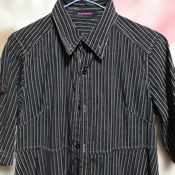 ALGONQUINS 알곤킨 카라 부착 롱 셔츠 스트라이프 쉬머