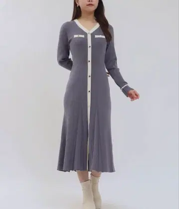 니트 원피스 그레이