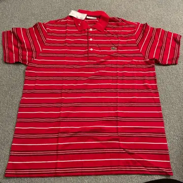 LACOSTE 빨간색 스트라이프 피케 셔츠