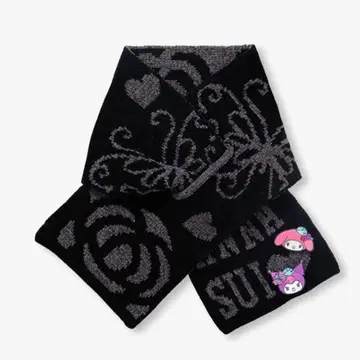 ANNA SUI 마이멜로디&쿠로미 자수 브로치 포함 모헤어 니트 머플러