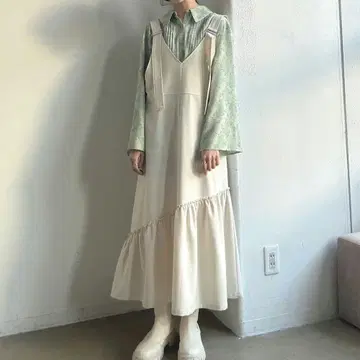 idem 이뎀 서스펜더 부착 오버롤 스커트