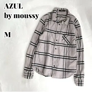 AZUL by moussy 플란넬 원단 레귤러 카라 체크 셔츠 긴팔
