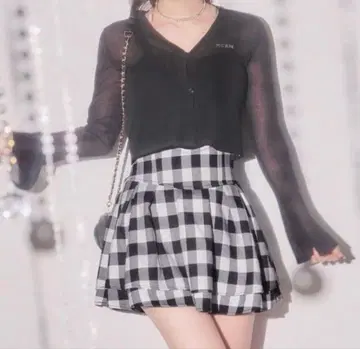 미셸 마카롱 michellMacaron 블록 체크 슬림 레그 스커트 M