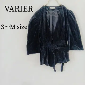VARIER 가디건 겉옷 랩 벨벳 7부 소매 리본 S~M