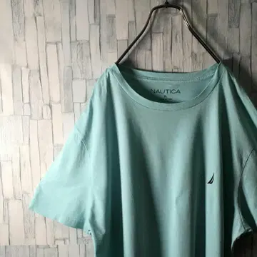 미국 수입 T셔츠 라이트 블루 Nautica 가슴 자수 로고 인기 XL