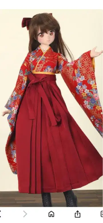 보크스 화려한 하카마 세트 아카네색 sd.sdgr