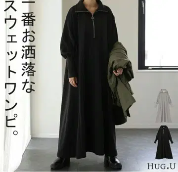 하프 지퍼 맨투맨 원피스 블랙