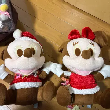 [인기] 미키 미니 산타 봉제 인형 2체 세트