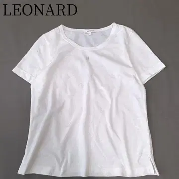 [ 레오나르/LEONARD ] 반팔 T셔츠 로고 코튼 U넥 화이트