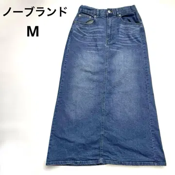 노브랜드 데님 롱 스커트 M 인디고 블루 허리밴딩