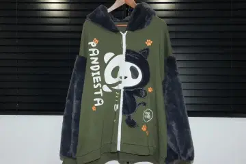 PANDIESTA 빅 사이즈 고양이 팬더 하프 BONES 지퍼 후드티