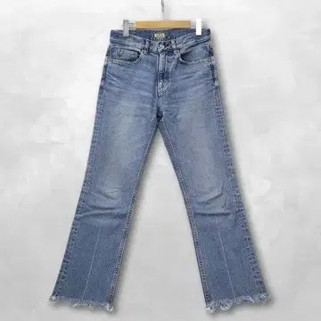 도밍고 스트레치 스마트 데님 팬츠 청바지 밑위 깊은 밑단 컷오프 S