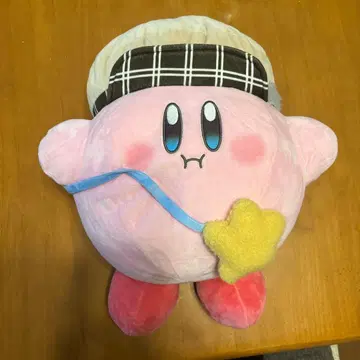 커비 봉제 인형 체크 모자 포함