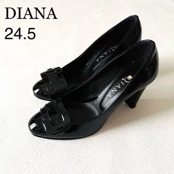 새상품급 DIANA 다이애나 하이힐 에나멜 라운드토 블랙 24.5