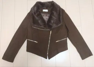 미사용 M pumpkin port 퍼 옷깃 라이더 자켓 브라운