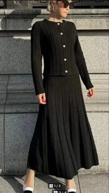 신상 JENNE 제뉴 케이블 니트 가디건+스커트 셋업