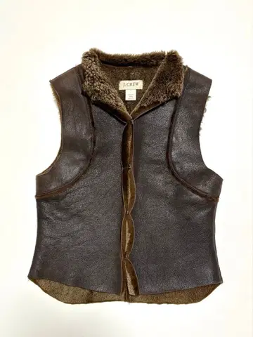 J.CREW 램 가죽 무스탕 베스트 시어링 S