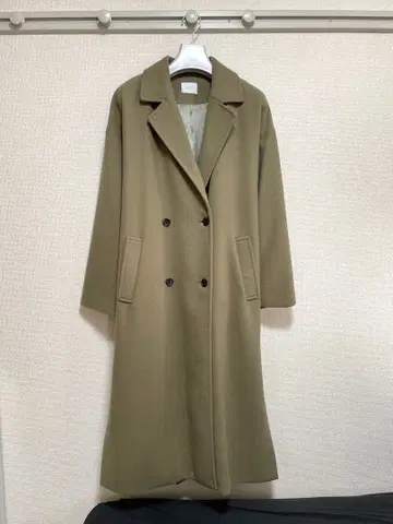 로리즈팜 더블 브레스트 롱 체스터 코트 울 라이크 깔끔함